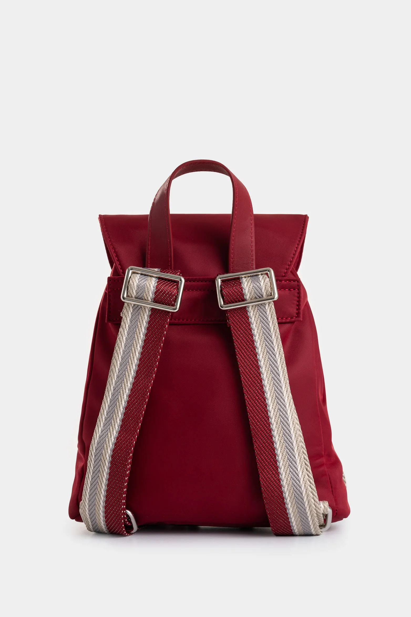 Morral Elora en lona y cuero para mujer detalle contraste