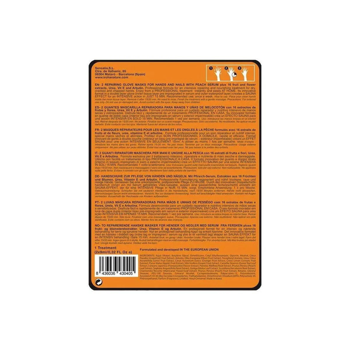 Peach Hand & Nail Mask Gloves Repair