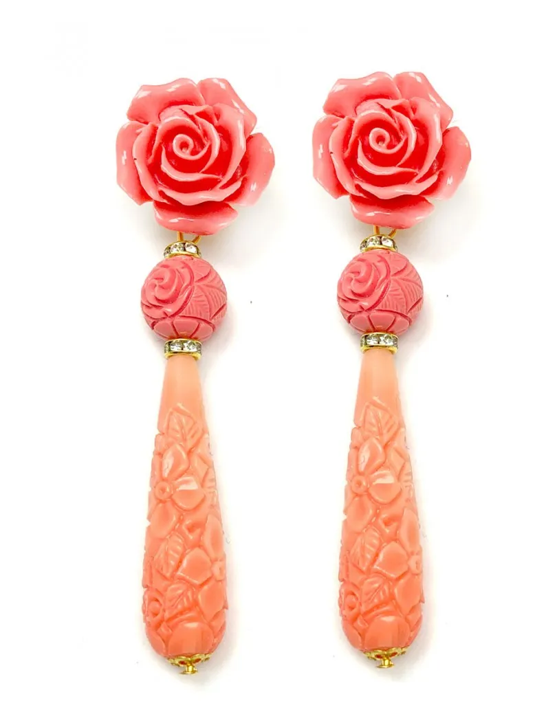 PENDIENTES MUJER EXTRALARGOS EN CORAL  PENDIENTES FLAMENCA Y BODAS