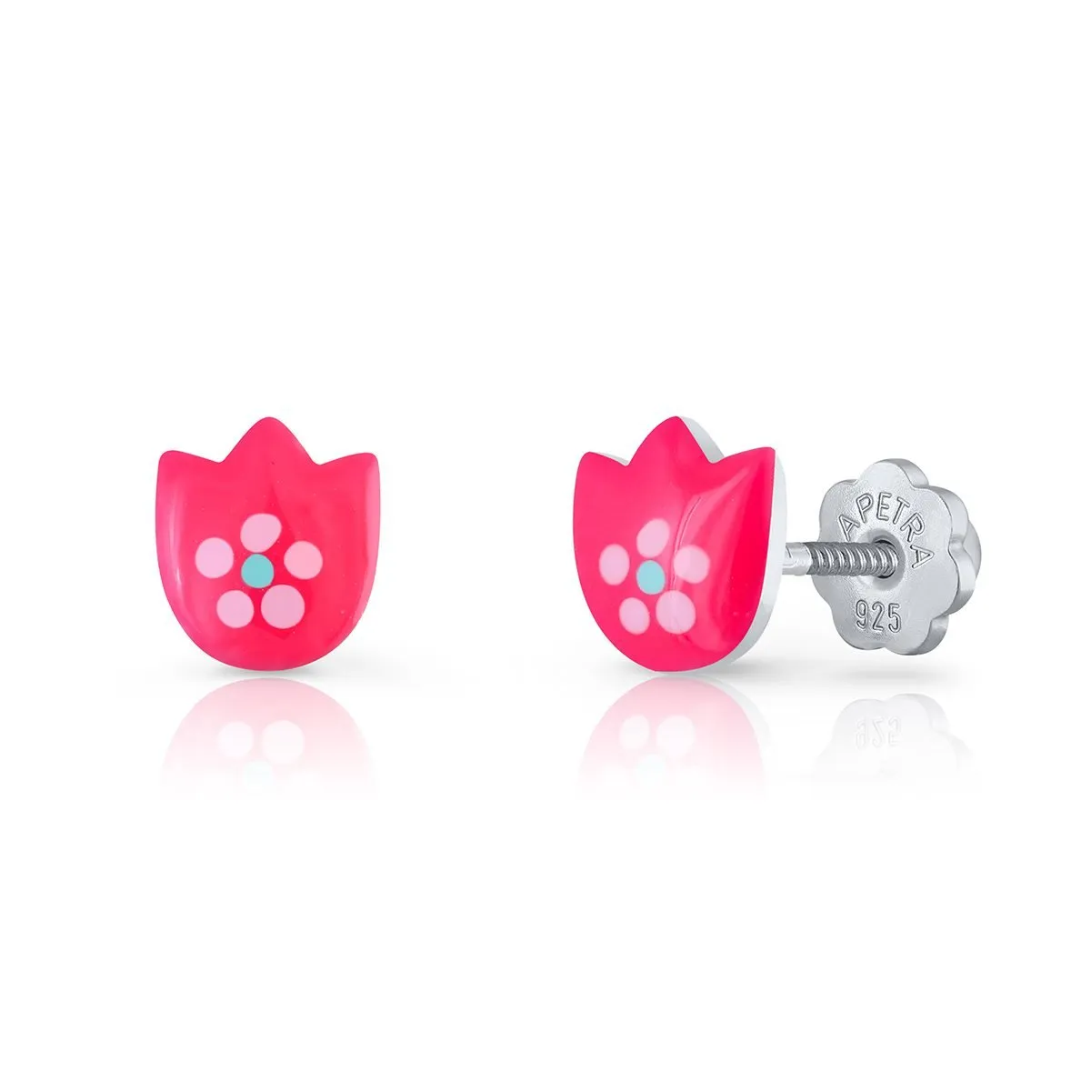 Pendientes Plata Tulipán Fucsia