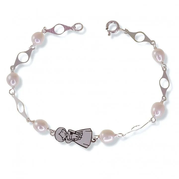 Pulsera Plata Comunión Perla