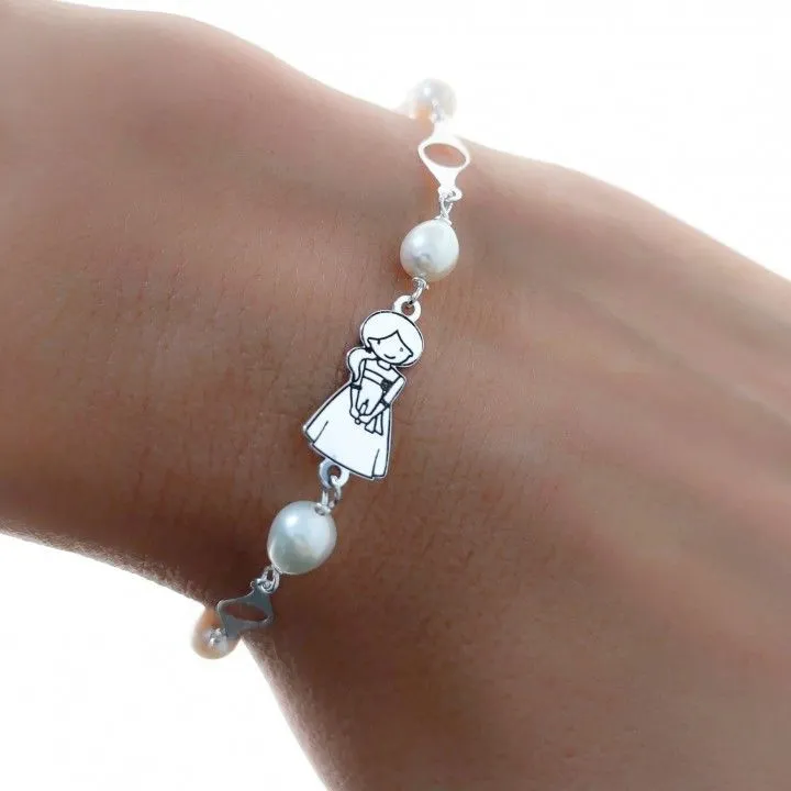 Pulsera Plata Comunión Perla