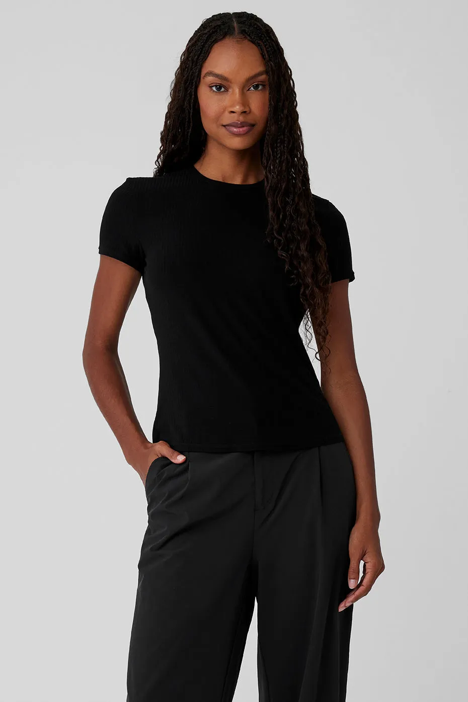 RIBBED SEA COAST TEE  BLACK