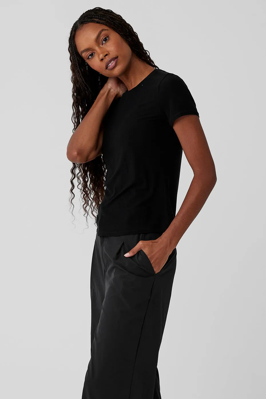 RIBBED SEA COAST TEE  BLACK