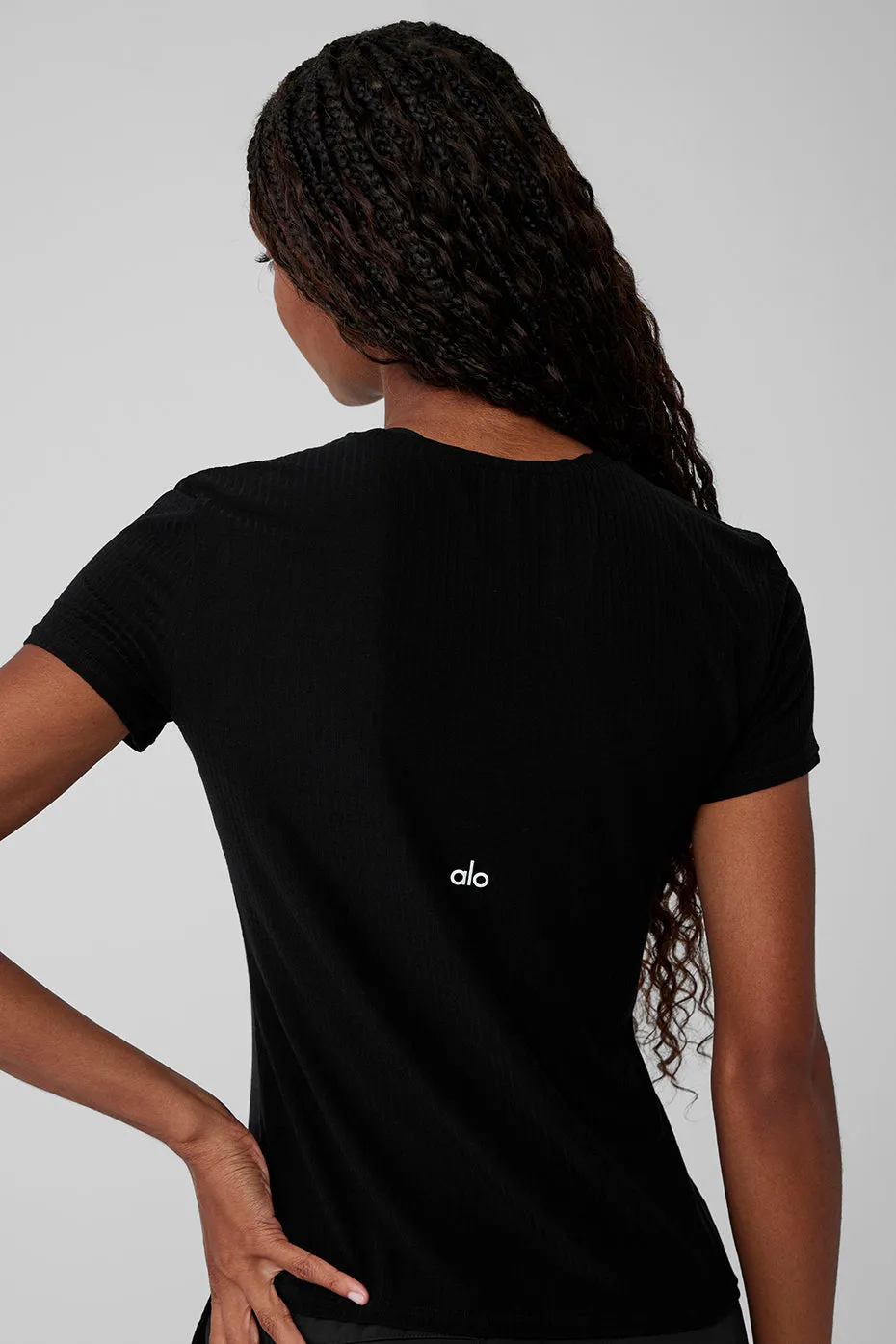 RIBBED SEA COAST TEE  BLACK
