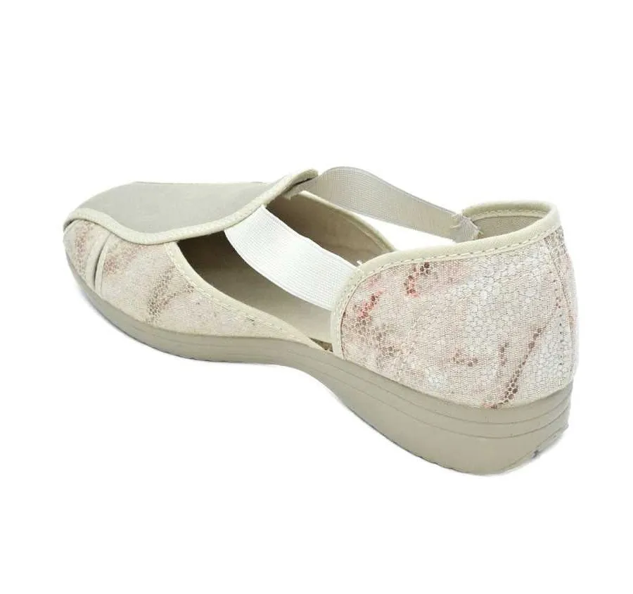 SANDALIA ELÁSTICOS MURO CÓMODA PLAYERA CALLE PARA MUJER MAJESTIC BEIGE
