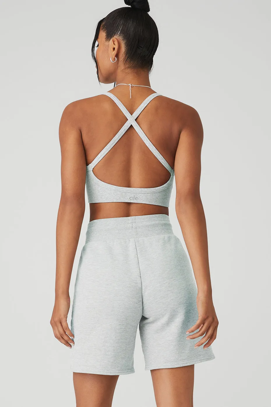 SEAMLESS RIBBED LOW BACK BRA  ATHLETIC HEATHER GREY