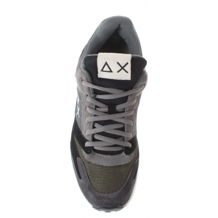 Sneakers Hombres SUN68 Z29116 Running Yaki Cuero Tela Gris Militar