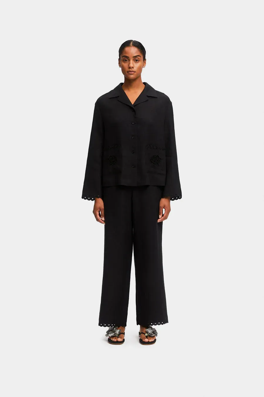 Sofia Linen Embroidered Pants