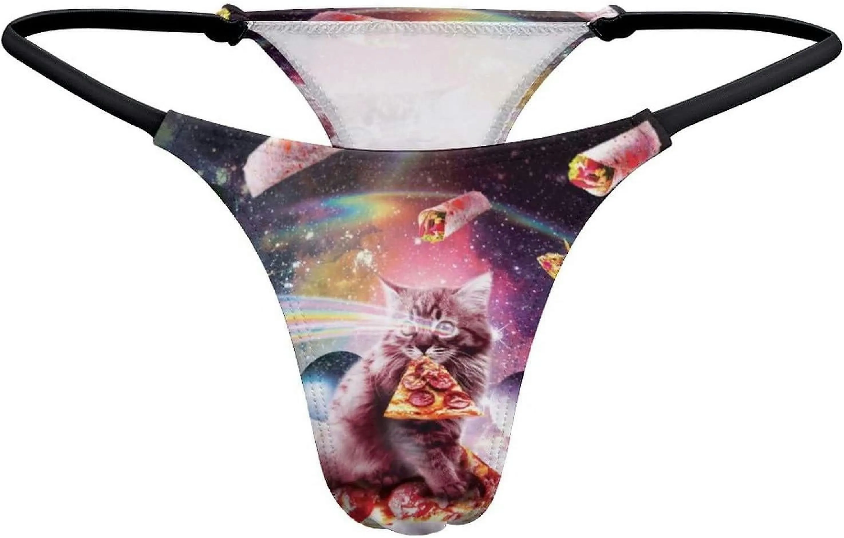 SPACE CAT RIDING PIZZA WOMEN'S PANTIES GSTRINGS THONG SEXY T BACK PANTYGT155