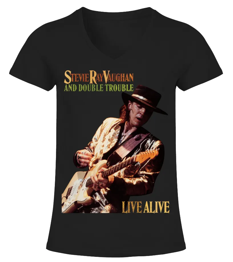 Stevie Ray Vaughan BK (13) (1) Camiseta cuello pico Mujer
