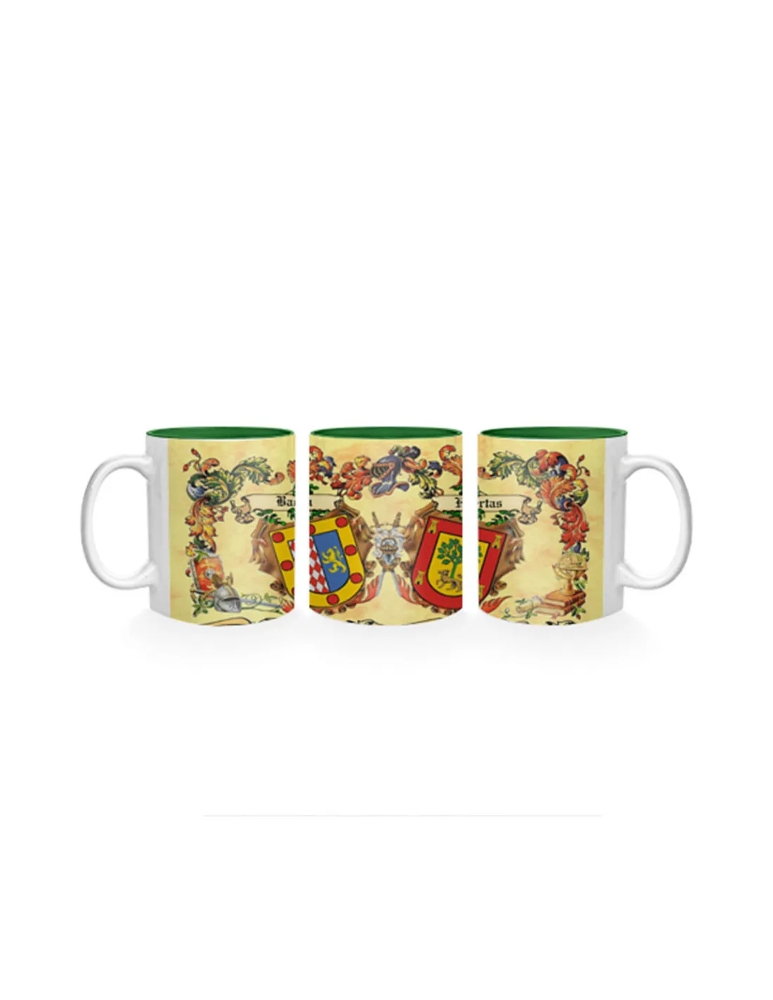 Taza personalizada con los Escudos Heráldicos de 2 Apellidos