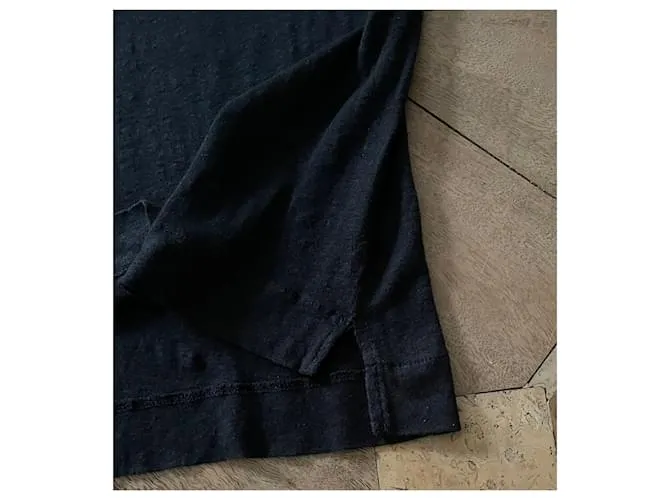 túnica negra con botones de Majestic Filatures 100% lino Negro 