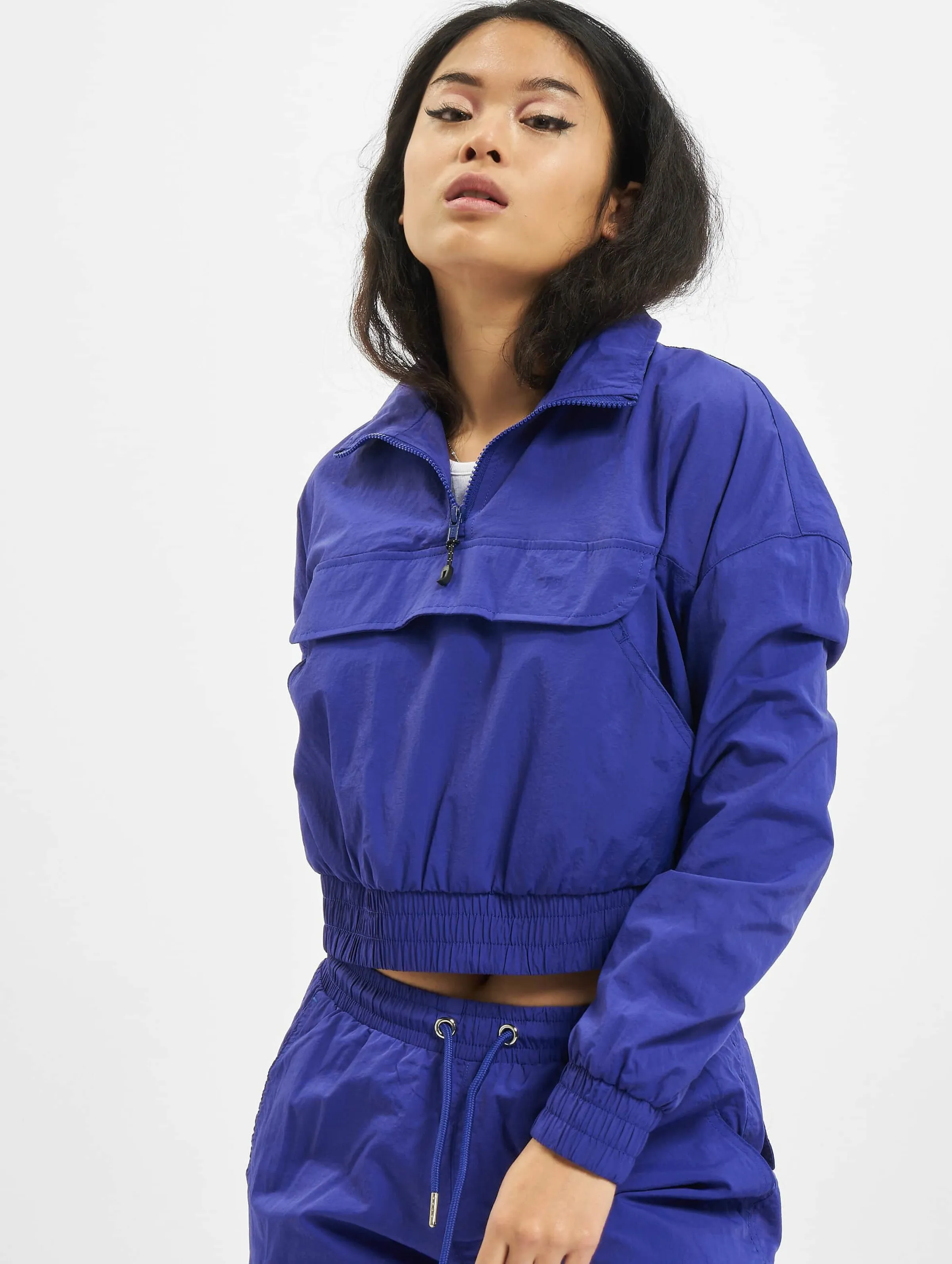 Urban Classics Ladies Cropped Crinkle Nylon Pull Over