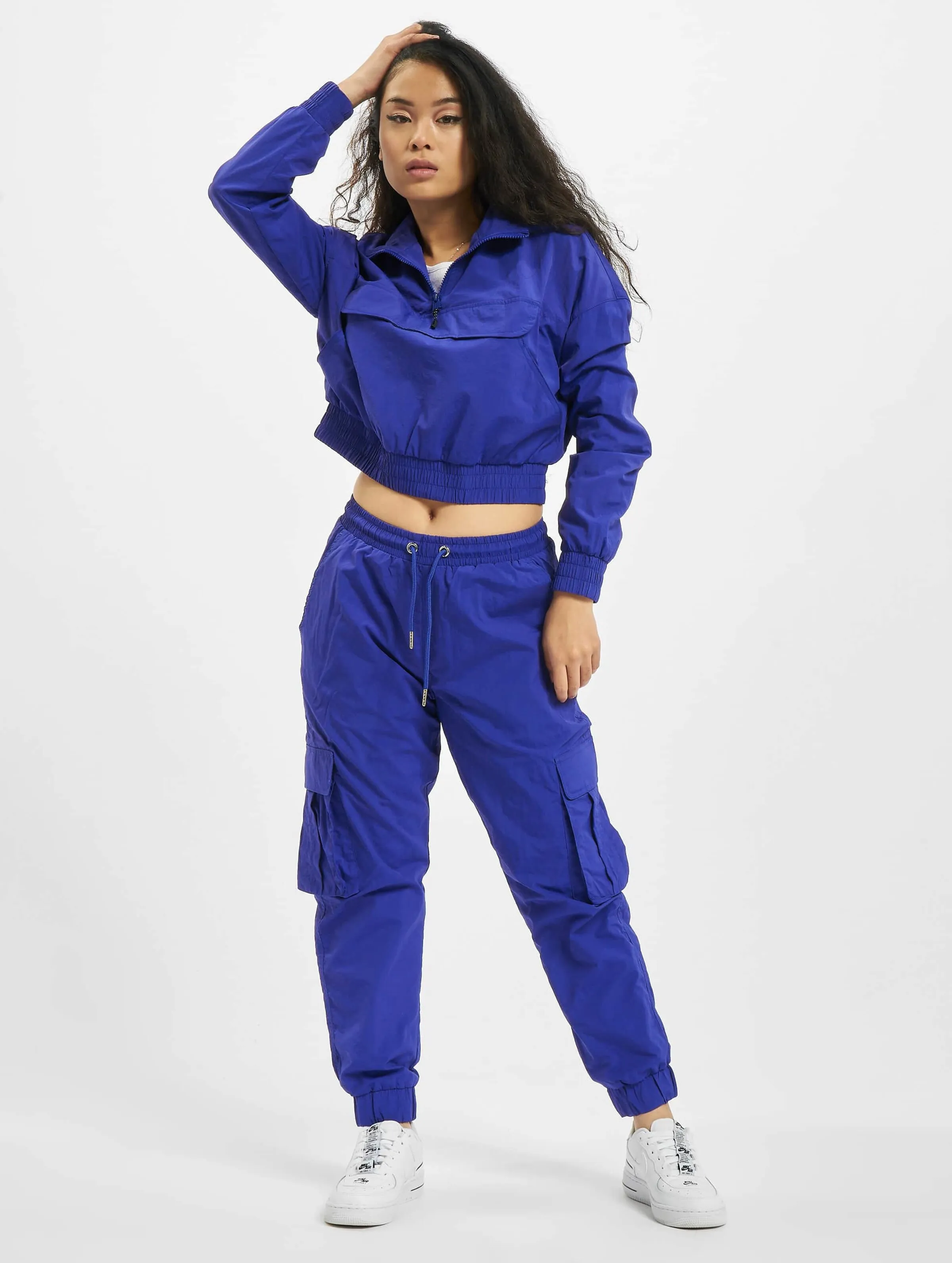 Urban Classics Ladies Cropped Crinkle Nylon Pull Over