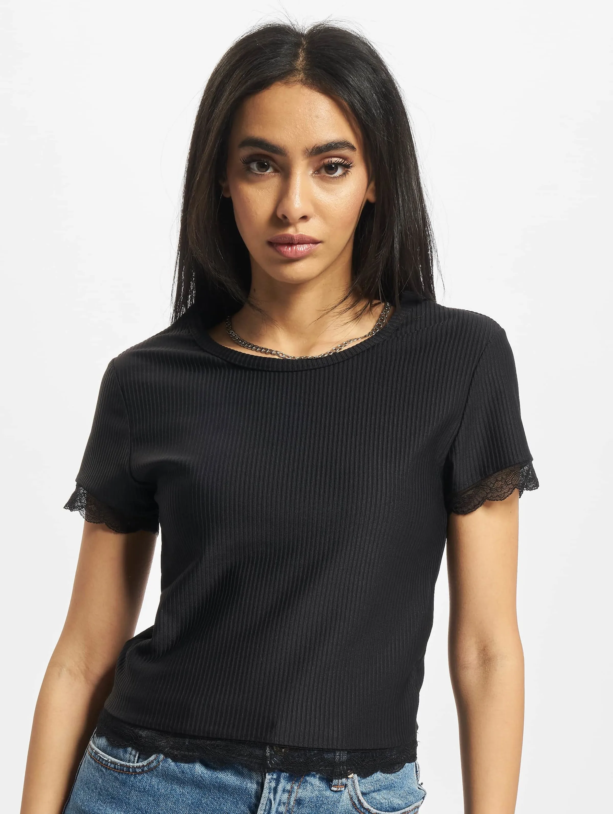 Urban Classics Ladies Cropped Lace Hem