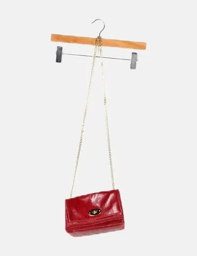 Vera pelle Bolso granate cadena dorada