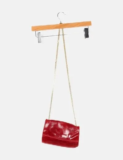 Vera pelle Bolso granate cadena dorada