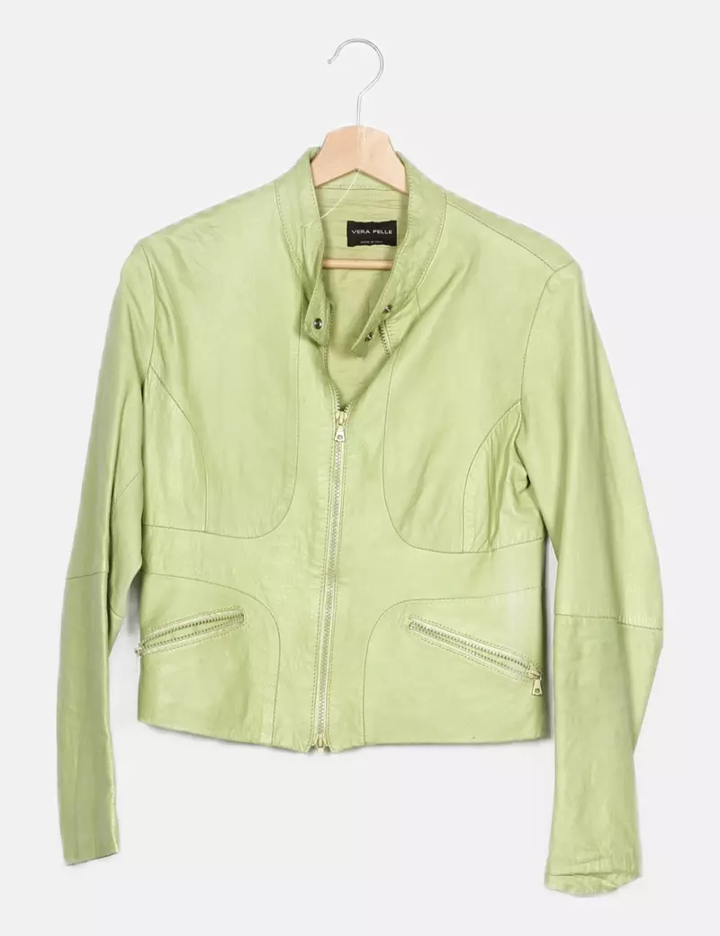 Vera pelle Chaqueta polipiel verde