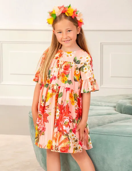 vestido gasa flores lurex 5036 abel y lula