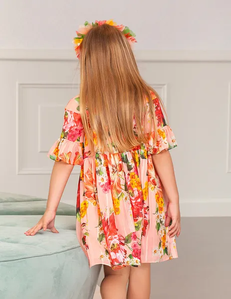 vestido gasa flores lurex 5036 abel y lula