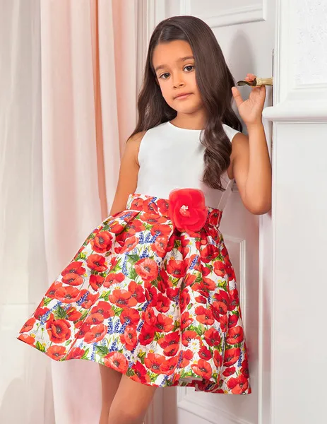 vestido mikado amapolas 5031 abel y lula
