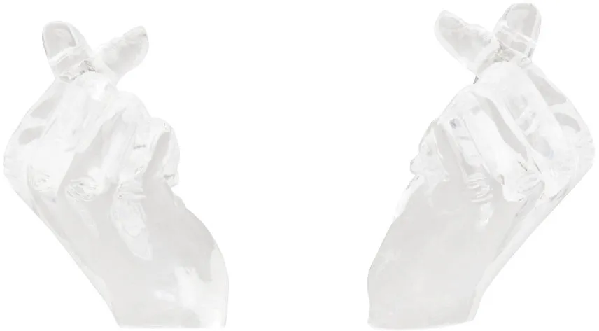Y/PROJECT Transparent Midi Finger Heart Earrings