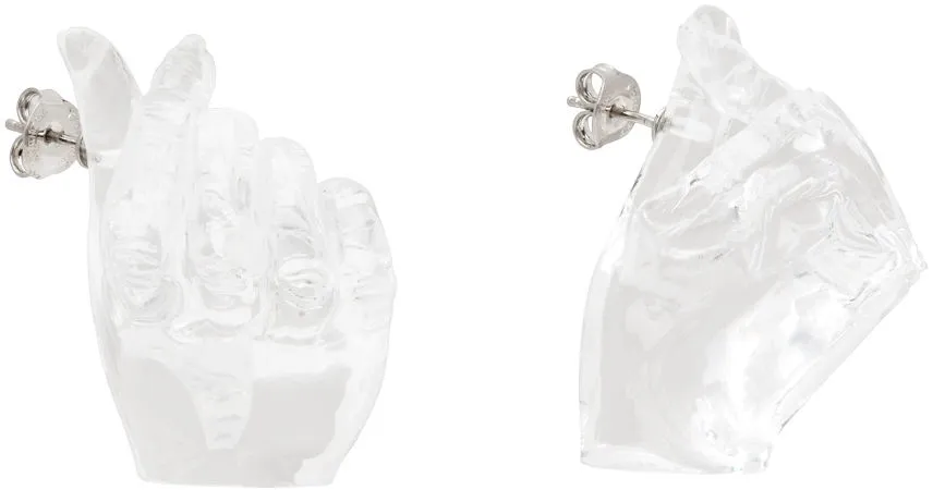 Y/PROJECT Transparent Midi Finger Heart Earrings