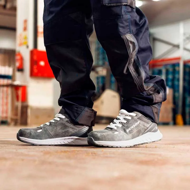 ZAPATO DE SEGURIDAD GRIS DE ANTE Y MESH STORM S3  DUNLOP