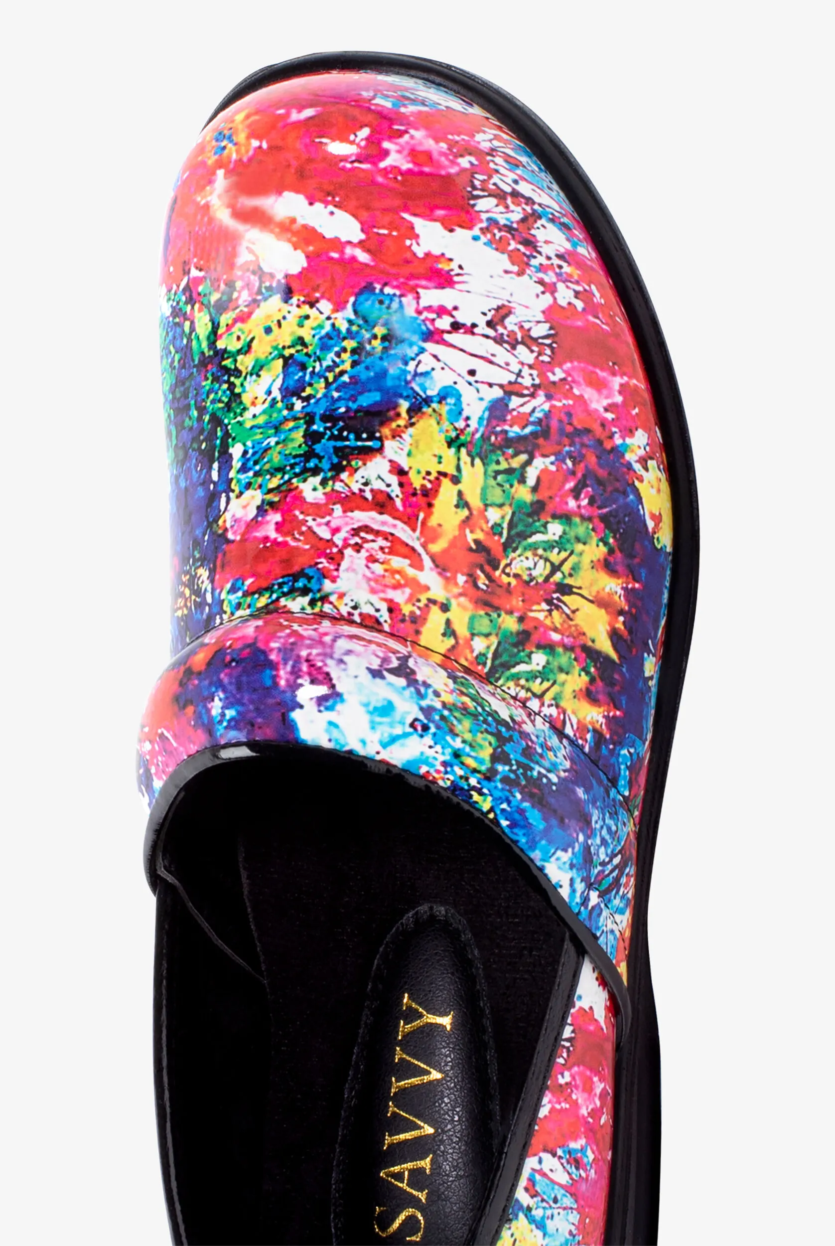 Zuecos de enfermería Savvy Brandy Splatter Paint para mujer