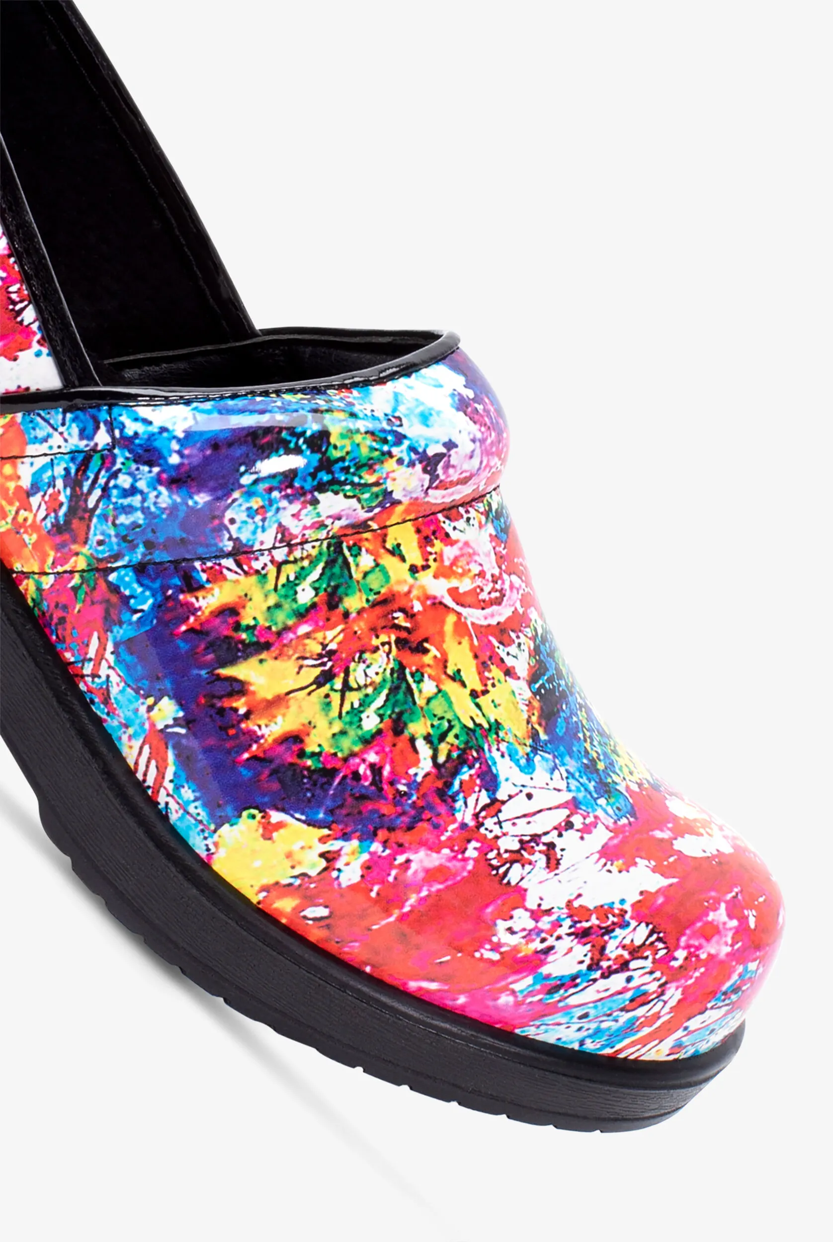 Zuecos de enfermería Savvy Brandy Splatter Paint para mujer